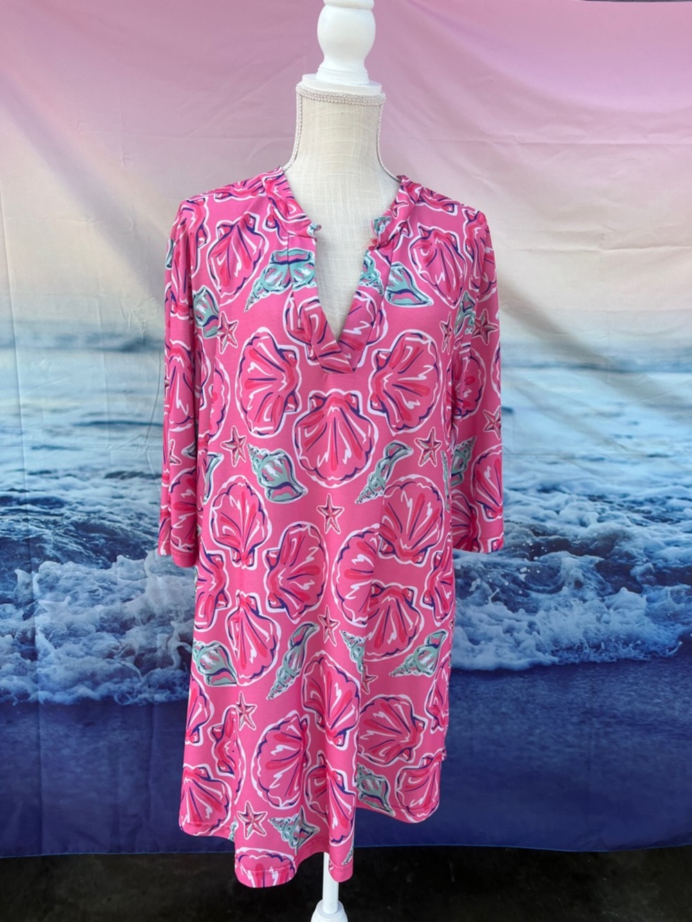 Simply Southern Seashell Coastal Tunic Top Lightweight Airy Flowy